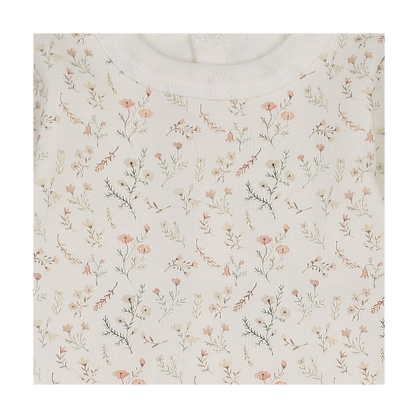 Mon Tresor Baby Botanical Girls Footie Ivory & Pink