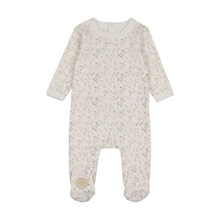 Mon Tresor Baby Botanical Girls Footie Ivory & Pink