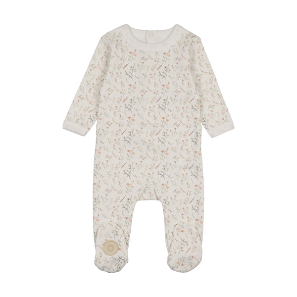 Mon Tresor Baby Botanical Girls Footie Ivory & Pink
