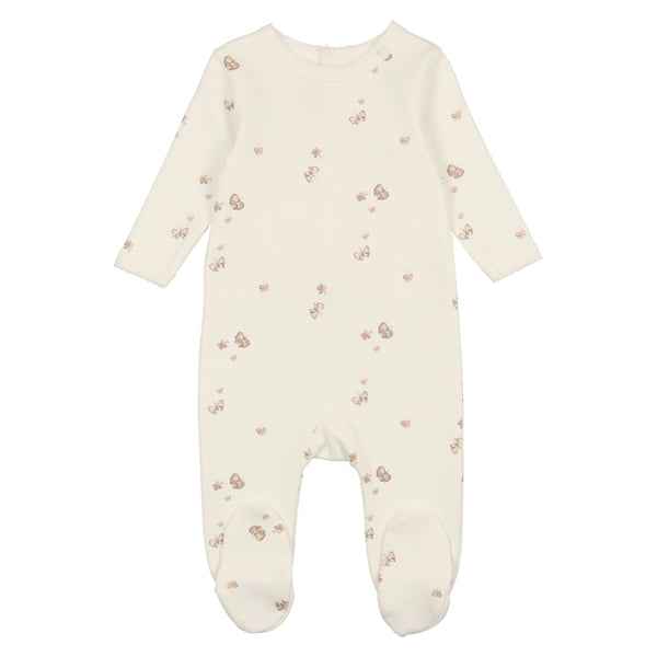 Mon Tresor Baby Butterfly Bliss Footie Ivory & Pink