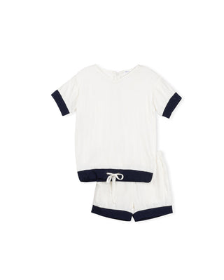Harper James Boys Carney Contrast Trimming Blouse And Shorts White