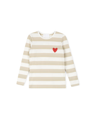 Buy navy Phil And Phoebe Girls Pique Striped Heart Tee Top