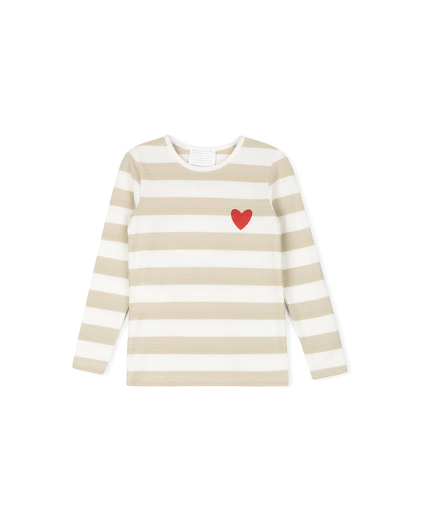 Phil And Phoebe Girls Pique Striped Heart Tee Top