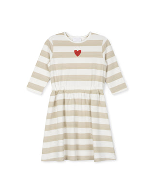 Phil And Phoebe Girls Pique Striped Heart Tee Dress