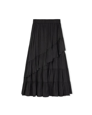 Tustello Girls Wrap Tiered Midi Skirt Black