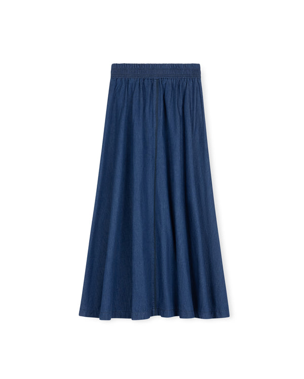 Cabana Girls Chambray Blue Denim Flare Maxi Skirt