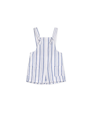 One Child Baby Boy Claire Scalloped Embroidery Overalls White/Blue