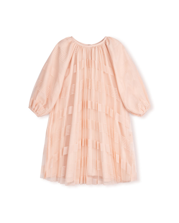 Lilou Girls Pleated Mesh Gown Mauve