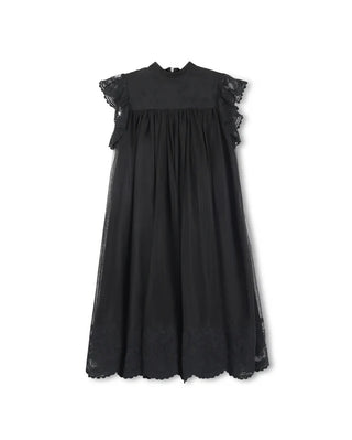 Lilou Lace Trimming Tulle Gown Black