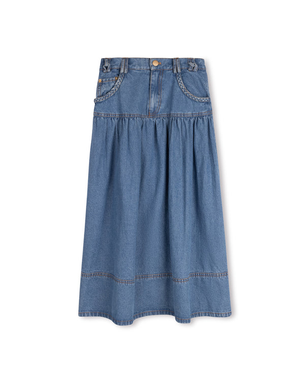 Cabana Girls Braided Detail Pocket Maxi Skirt Denim