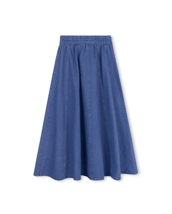 Vibe Girls Wide Waisted Maxi Denim Flair Skirt