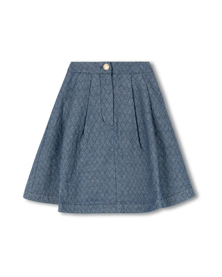 Phil And Phoebe Girls Puffed Denim A-Line Skirt Black Denim