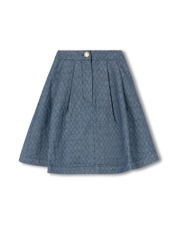 Phil And Phoebe Girls Puffed Denim A-Line Skirt Black Denim