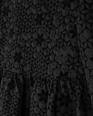 Lilou Girls Textured Floral Tone On Tone Gown Black