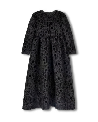 Lilou Girls Textured Floral Tone On Tone Gown Black