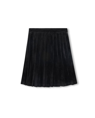Papillon Girls Spade Velvet Pleat Skirt Black