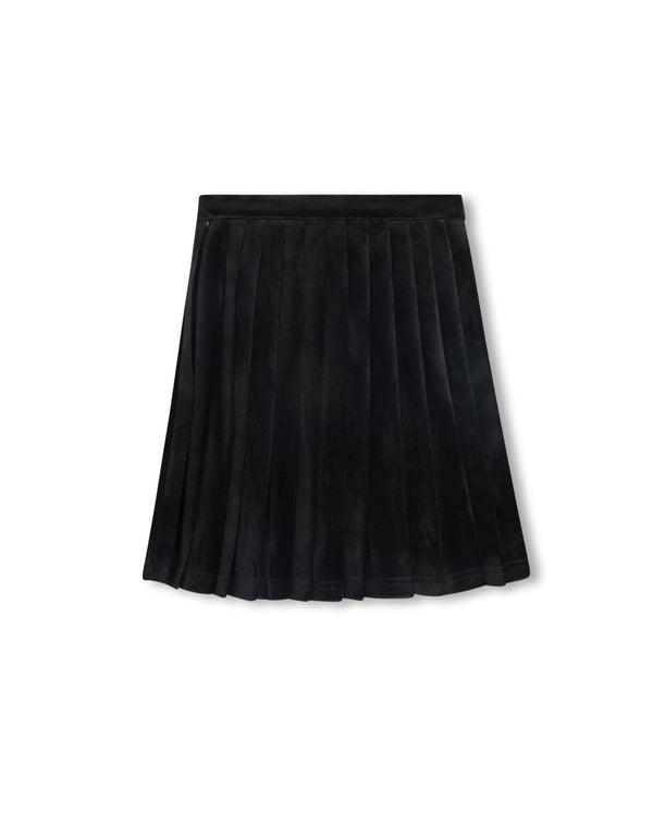 Papillon Girls Spade Velvet Pleat Skirt Black