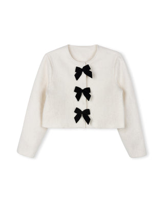 Mallory And Merlot Girls Boucle Knit Cardigan And V-Waist Velvet Midi Skirt