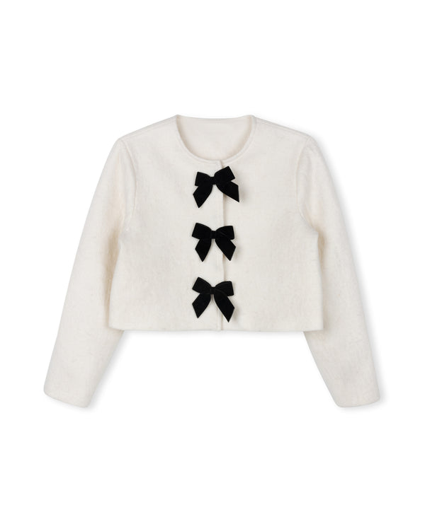 Mallory And Merlot Girls Boucle Knit Cardigan And V-Waist Velvet Midi Skirt