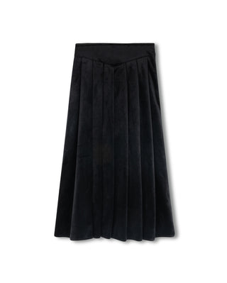 Mallory And Merlot Girls Boucle Knit Cardigan And V-Waist Velvet Midi Skirt