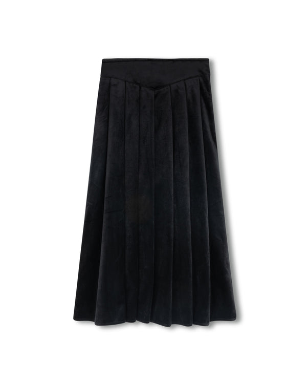 Mallory And Merlot Girls Boucle Knit Cardigan And V-Waist Velvet Midi Skirt