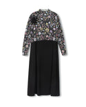 Minimal Girls Printed And Pop Up Flower Slip Dress Black