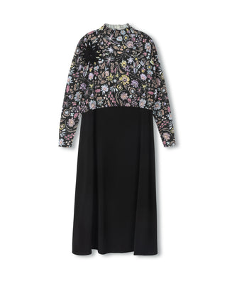 Minimal Girls Printed And Pop Up Flower Slip Dress Black