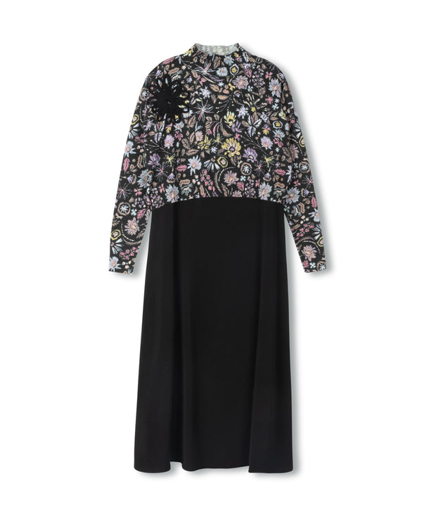 Minimal Girls Printed And Pop Up Flower Slip Dress Black