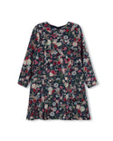 Papillon Girls Floral Print Ribbon Front Pleated Dress