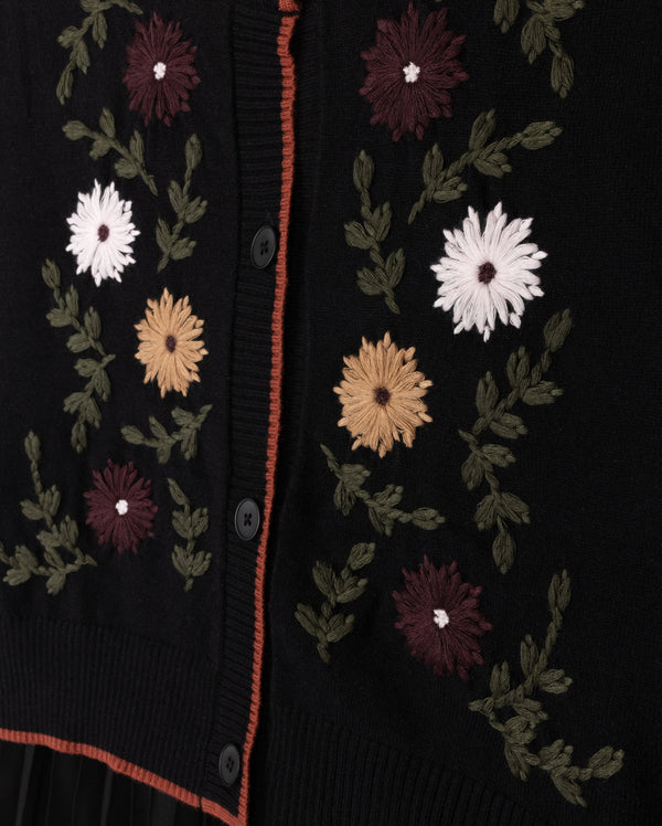 Tustello Girls Patch Knit Cardigan And Slip Dress Black