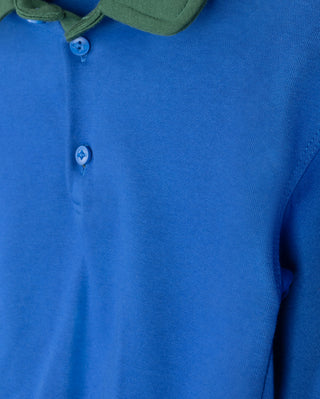 Duke And Port Boys Contrasting Collar Polo Blue