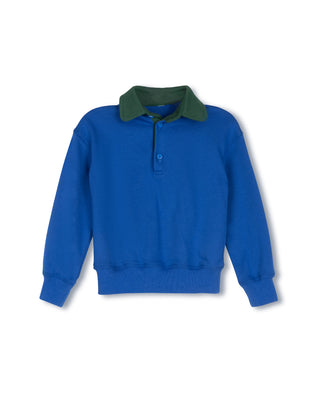 Duke And Port Boys Contrasting Collar Polo Blue