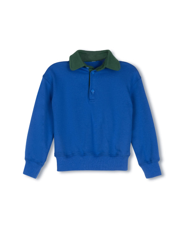 Duke And Port Boys Contrasting Collar Polo Blue
