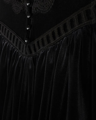 Lilou Girls Velour And Eyelet Trim Dress Black