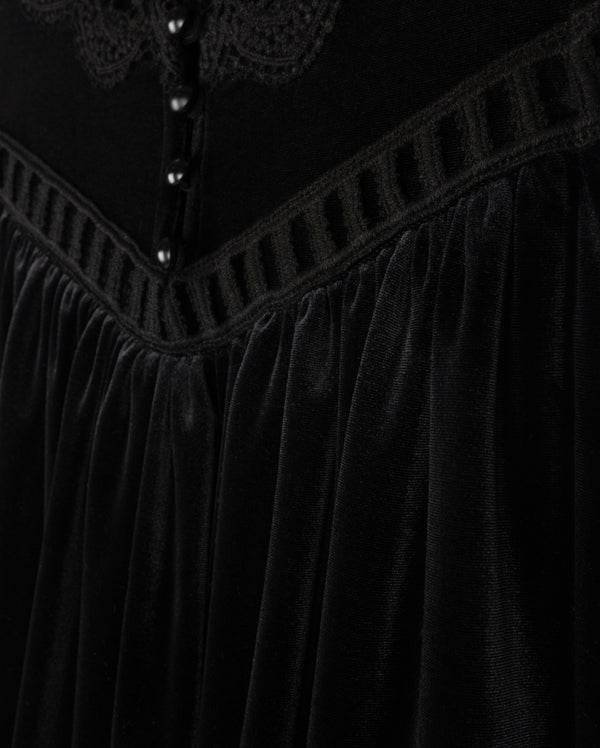 Lilou Girls Velour And Eyelet Trim Dress Black