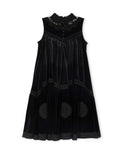 Lilou Girls Velour And Eyelet Trim Dress Black