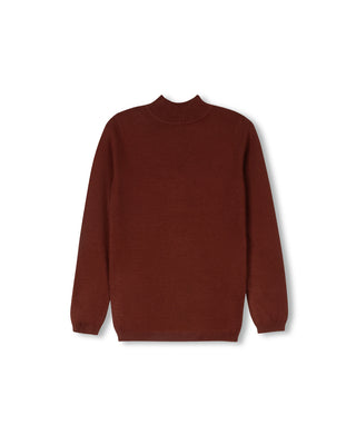 Buy rust Lilou Girls Fine Flat Knit Mock Neck