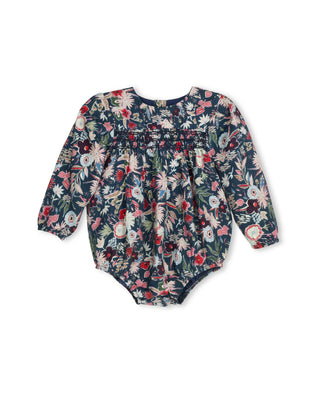 Papillon Baby Floral Print Ribbon Romper