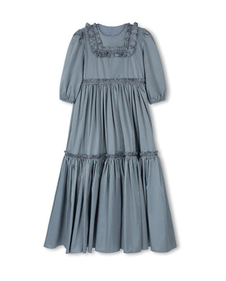 Lilou Girls Taffeta Tiered Ankle Gown Blue