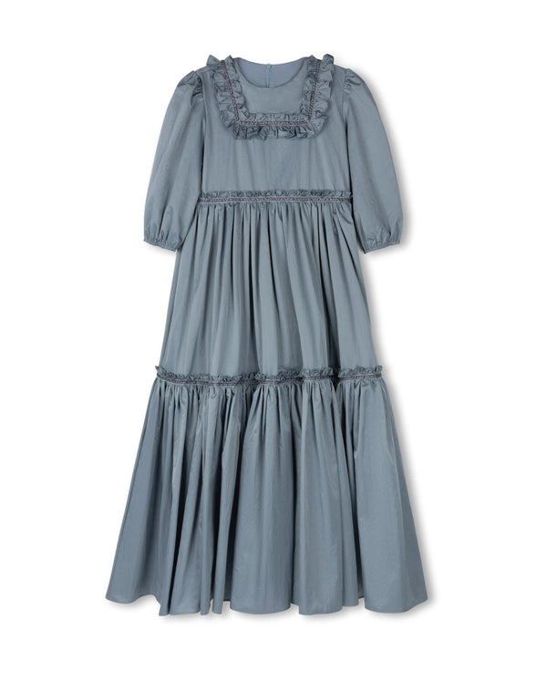 Lilou Girls Taffeta Tiered Ankle Gown Blue