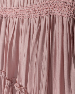 Minimal Girls Angel Textured Cotton And Lace Jumper Mauve