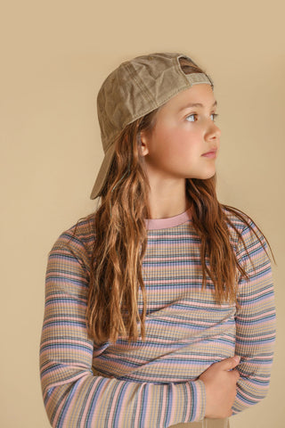 Vibe Girls Multi Striped Ribbed T-shirt