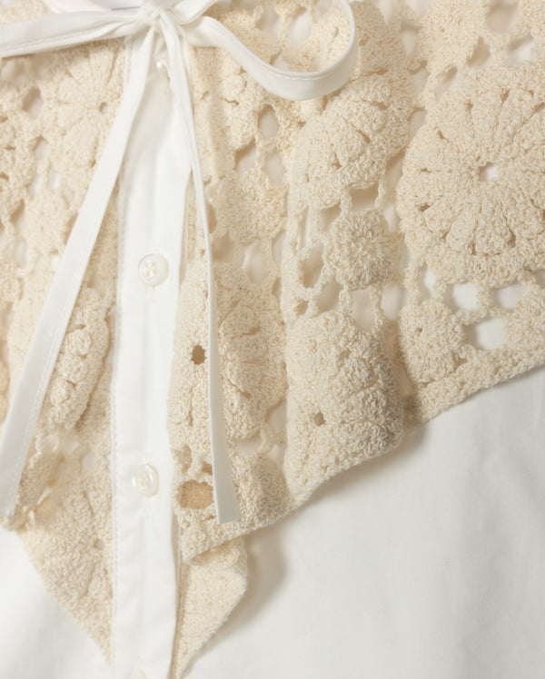 One Child Girls Lester Crochet Cape Set White