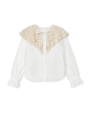 One Child Girls Lester Crochet Cape Set White