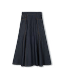 Vibe Girls Open Panel Denim Maxi Skirt Blue Denim
