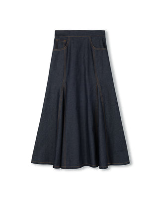 Vibe Girls Open Panel Denim Maxi Skirt Blue Denim