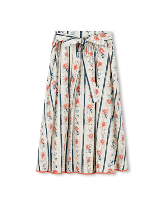 Mallory and Merlot Girls Benny Pleat Midi Floral Print Skirt Floral