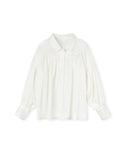 Mallory and Merlot Girls Creased Chiffon Piping Blouse White