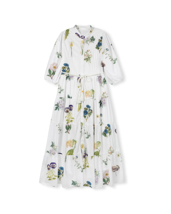 Minimal Girls Floral Tiered Button Dress Floral