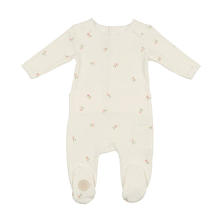 Mon Tresor Baby Cascade Of Blossoms Footie Ivory & Pink